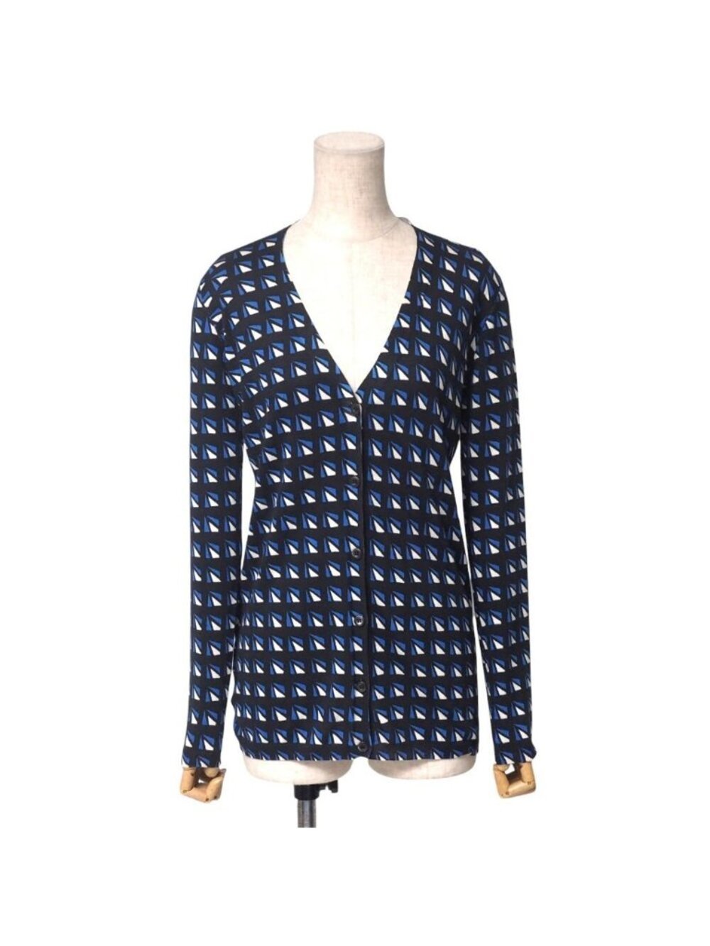 Prada Knitwear Size 38 Silk Allover V-neck Knitted Cardigan